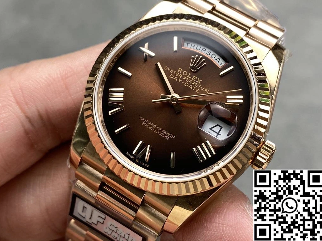 961 Rose Steel QF Factory M128235 Rolex Chocalate Date 36mm v5 StreetReady Day Tungsten Dial Gold 0821